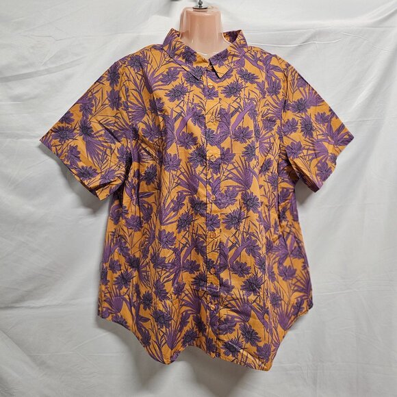 Wildfang Tops - Wildfang The Essential Top Button Up Shirt Women Size 1X Flower Press Pecan
